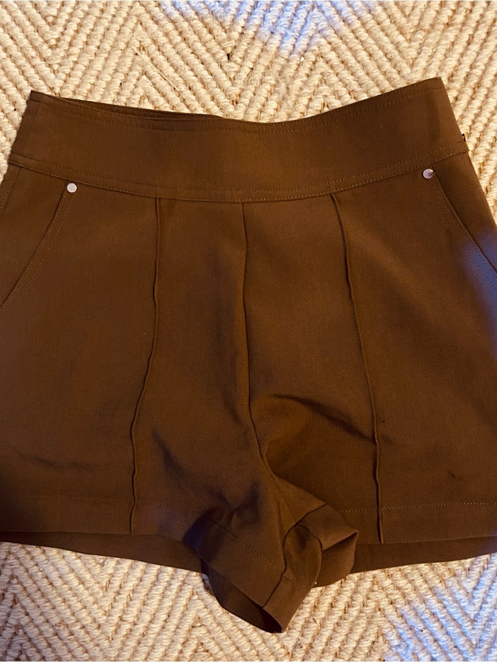 bishop + young Brown High-Waist Tailored Shorts